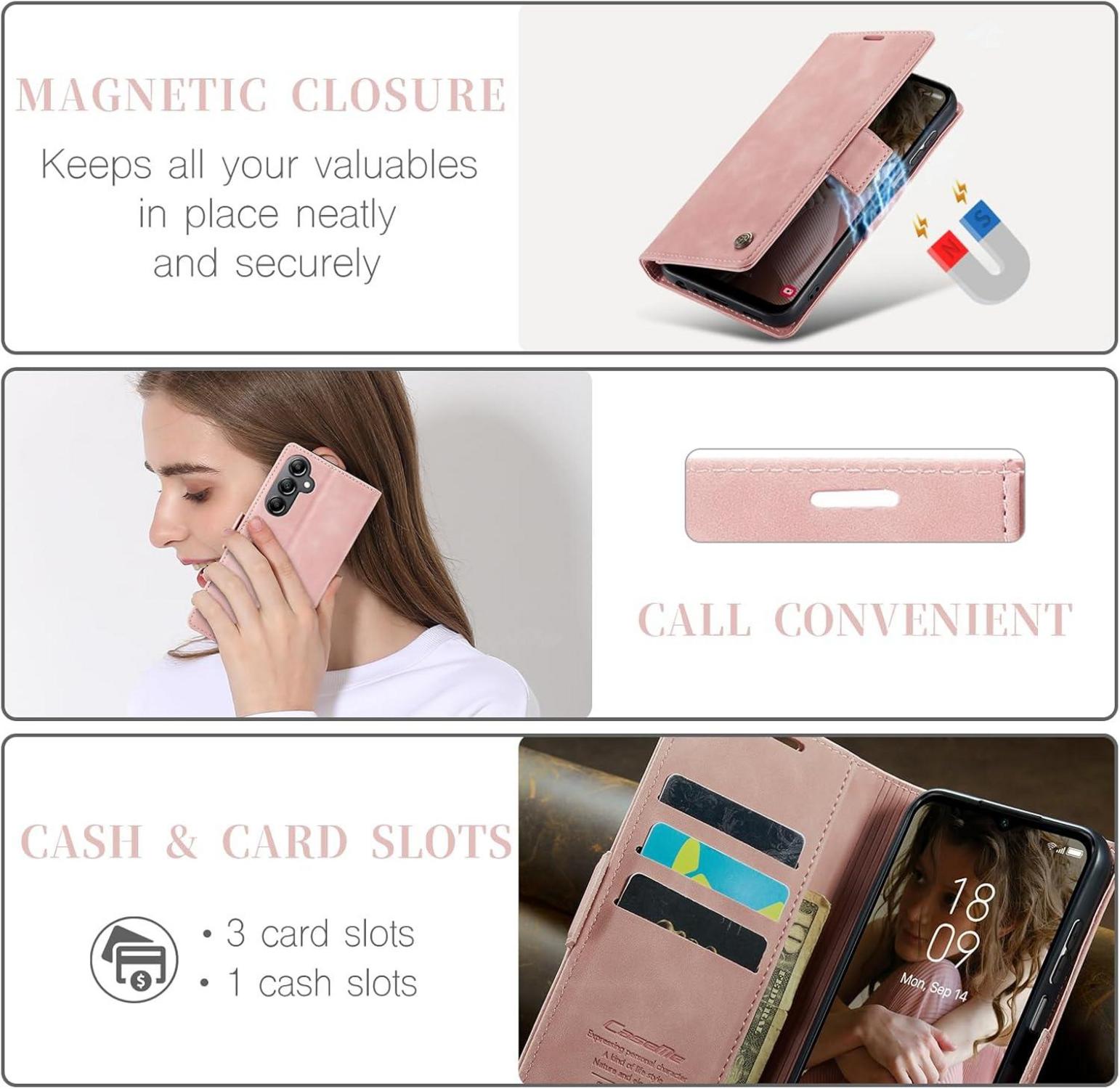 Handyhülle Samsung Galaxy A14 5G Leder Klapphülle Rosa