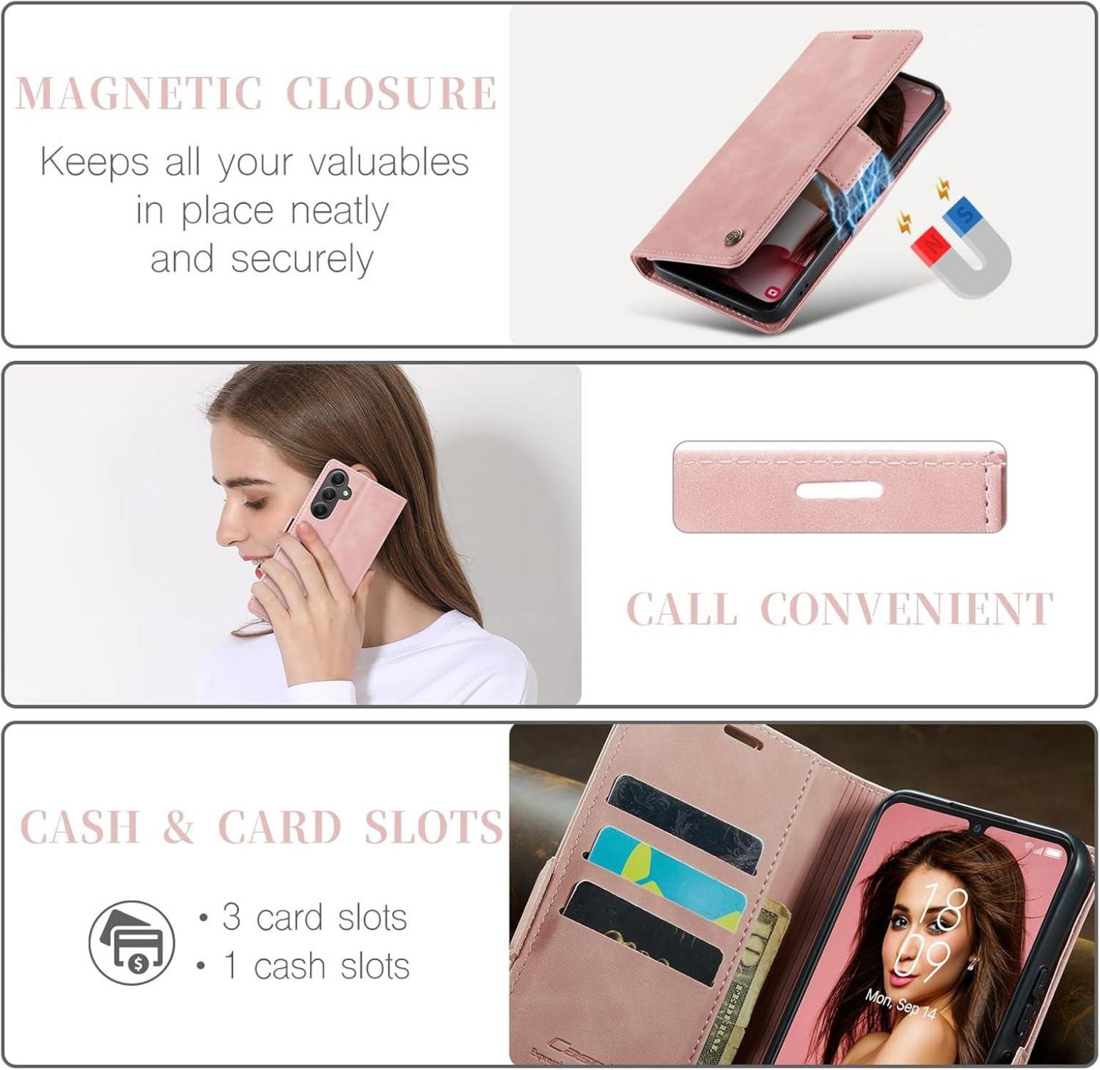 Handyhülle Samsung Galaxy A34 5G Premium Leder RFID Rosa