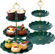 3-stöckiger Cupcake-Ständer Gebäckturm dunkelgrün