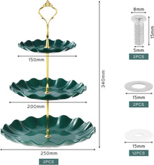TsunNee 3-stöckiger Kunststoff Cupcake-Halter, Dunkelgrün