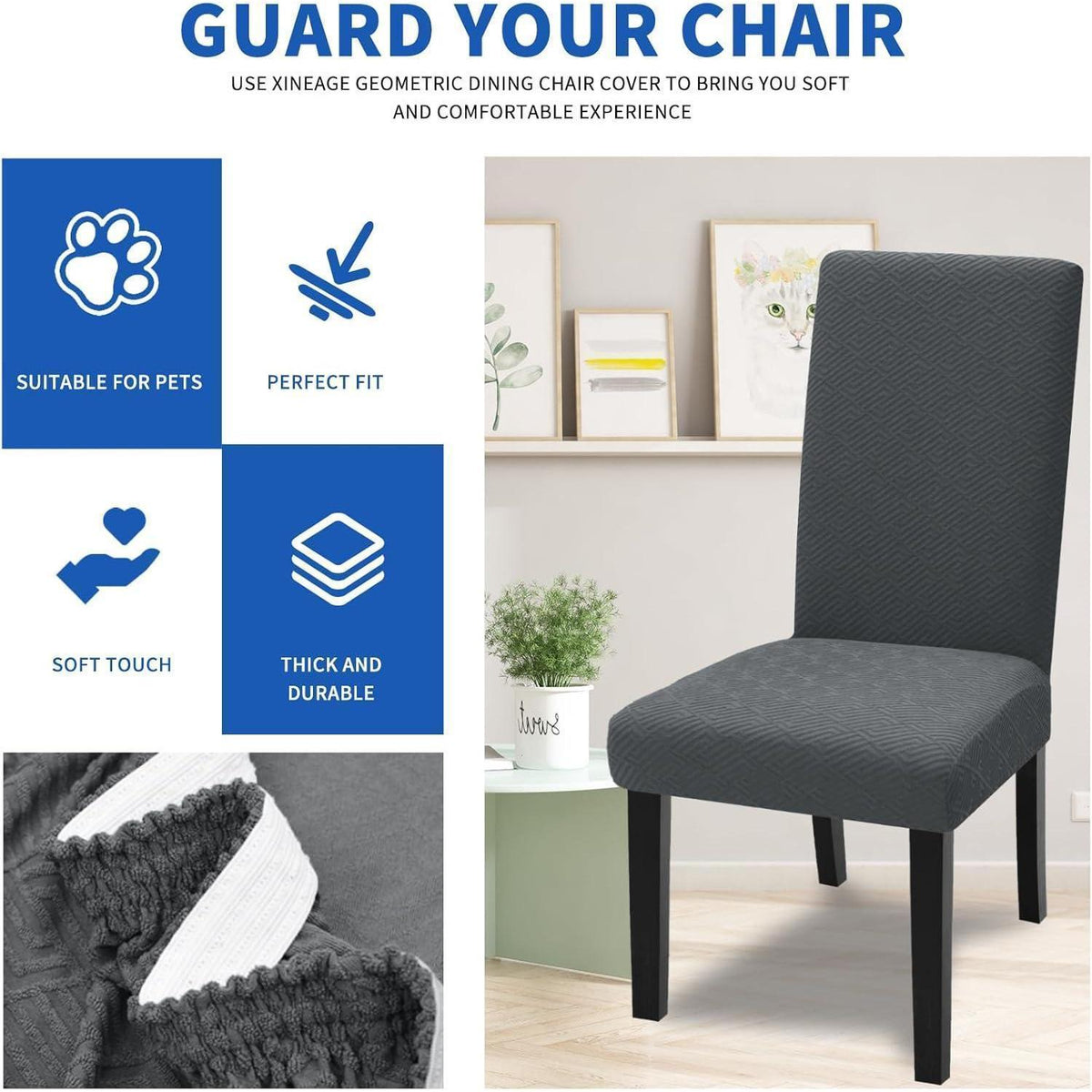 Stretch Stuhlhussen 4er Set Dunkel Grau – Esszimmer & Bankett