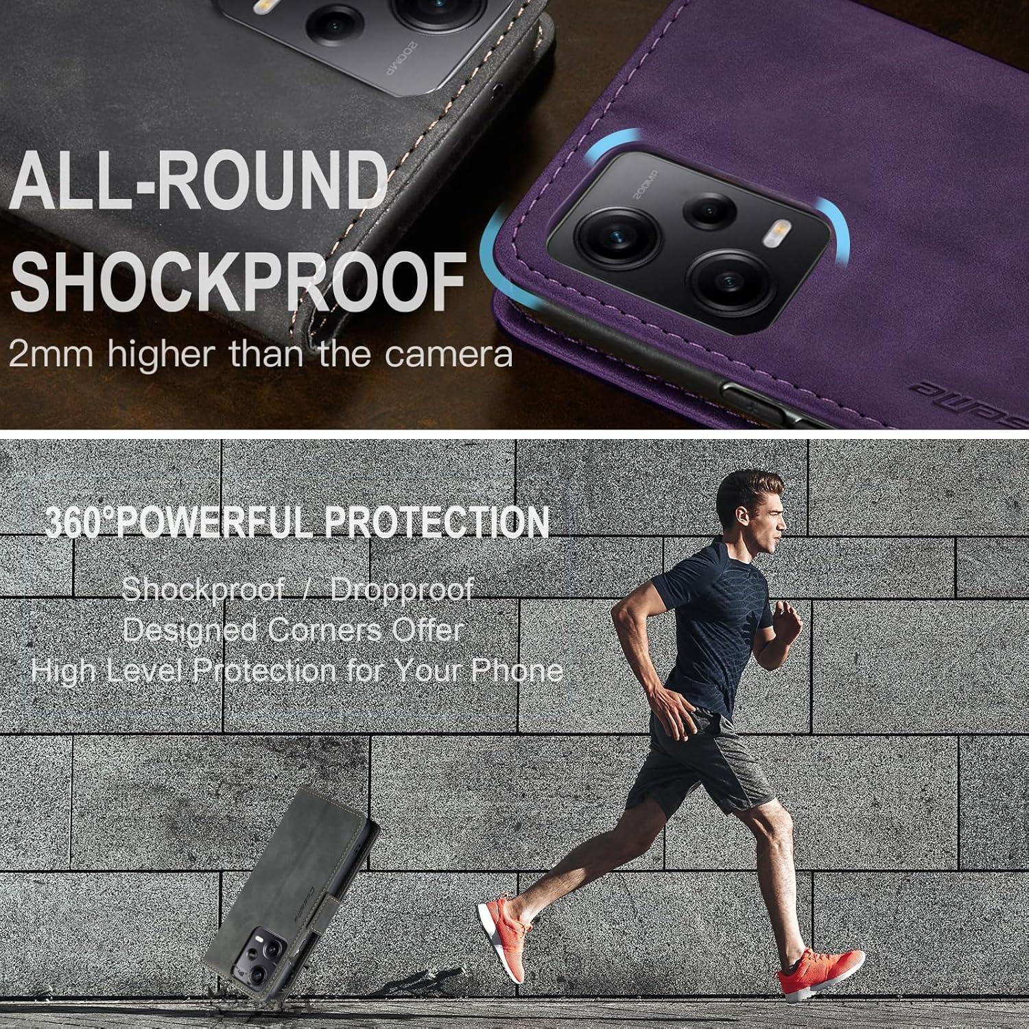 KZB Xiaomi Redmi Note 12 Pro 5G Poco X5 Pro 5G Leder Flip Case Grau