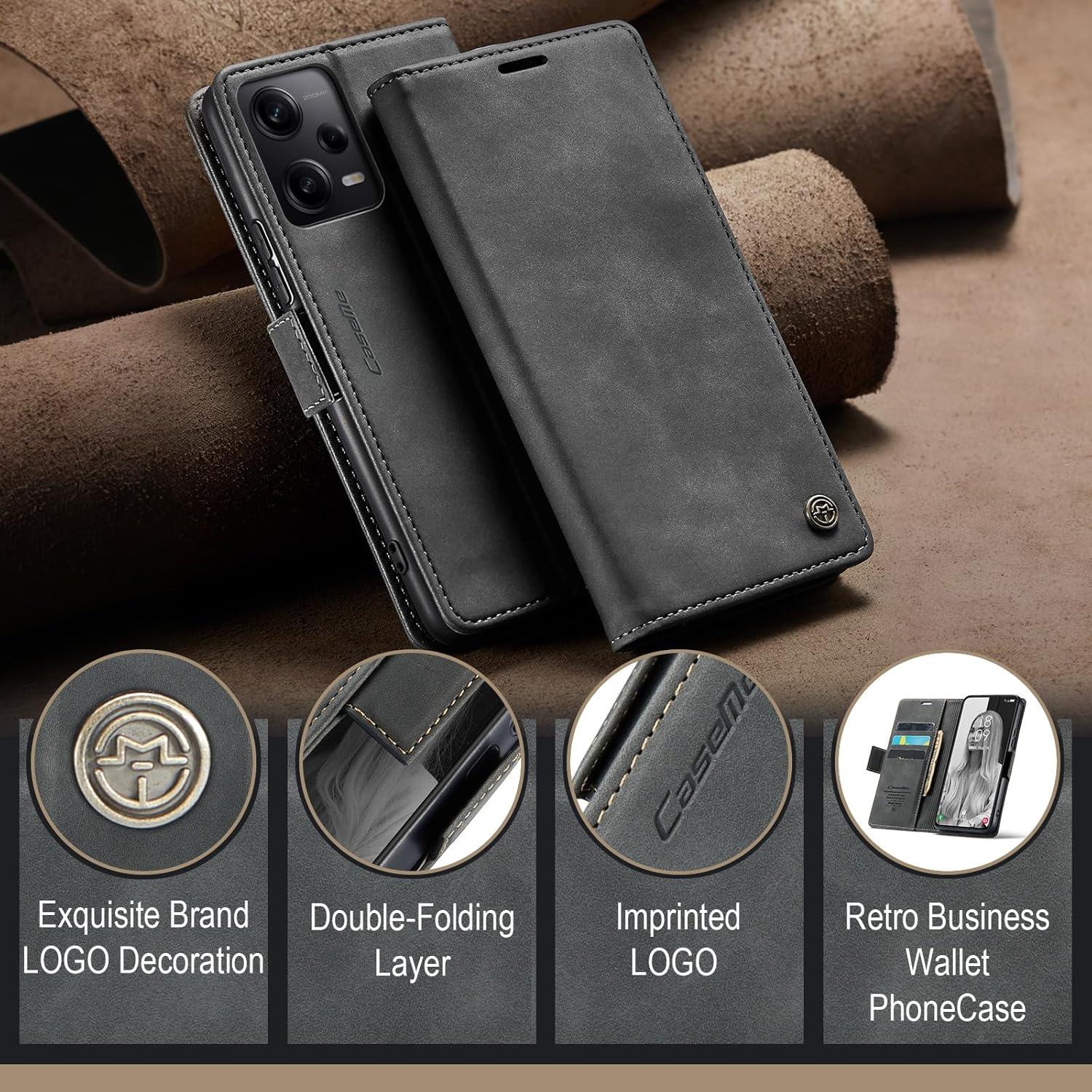 KZB Xiaomi Redmi Note 12 Pro 5G Poco X5 Pro 5G Leder Flip Case Grau