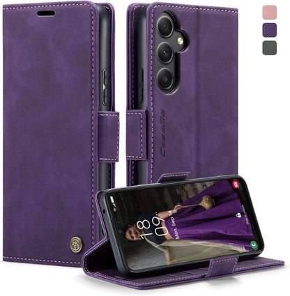 Handyhülle Samsung Galaxy A34 5G Lila Leder RFID Standfunktion