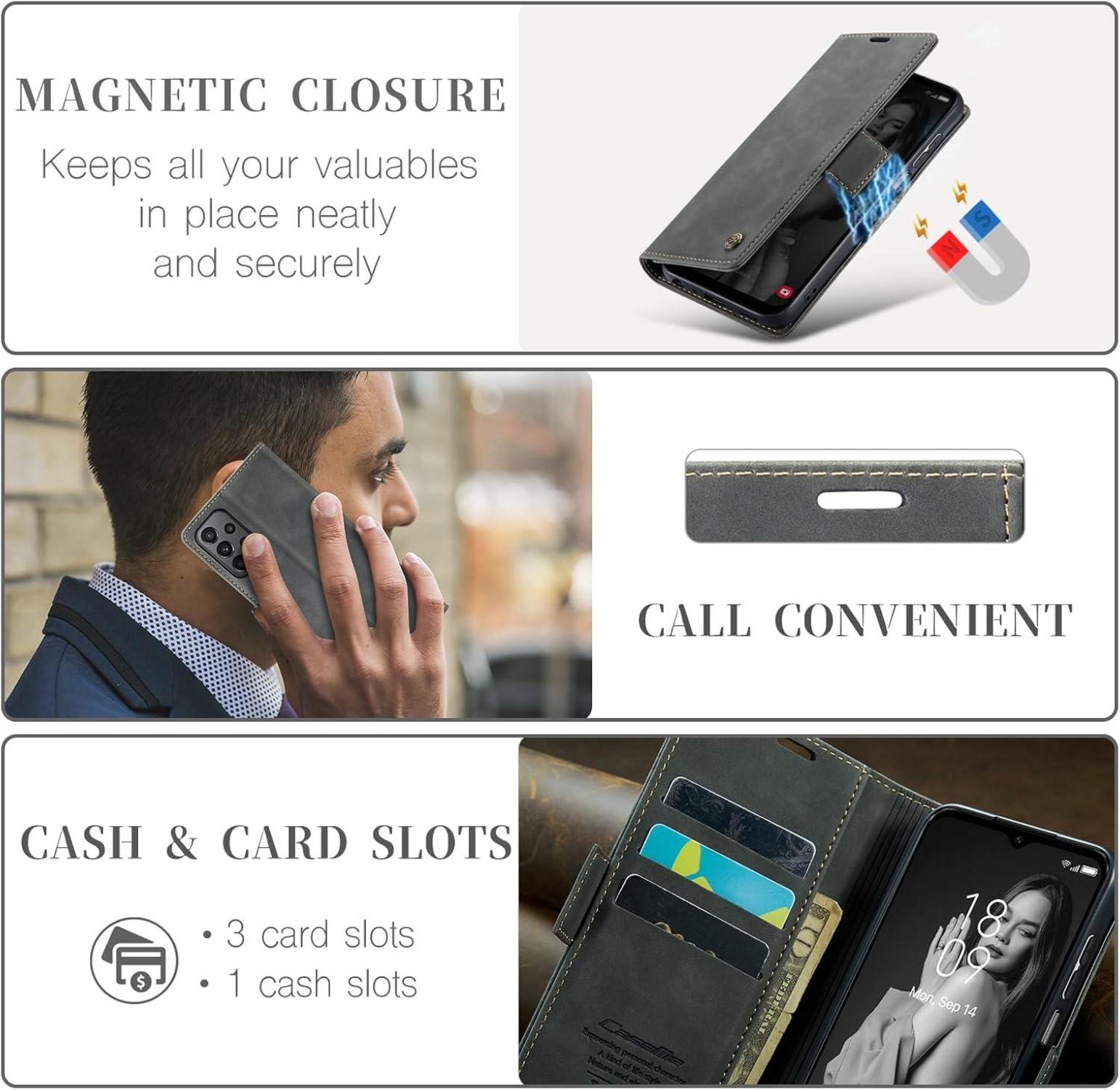 Handyhülle Samsung Galaxy A23 5G/4G Leder RFID Flip Magnet Grau