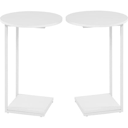 C-förmiger Beistelltisch 2er Set, rund, weiß, 40x40x60cm