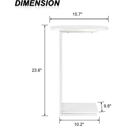 C-förmiger Beistelltisch 2er Set, rund, weiß, 40x40x60cm