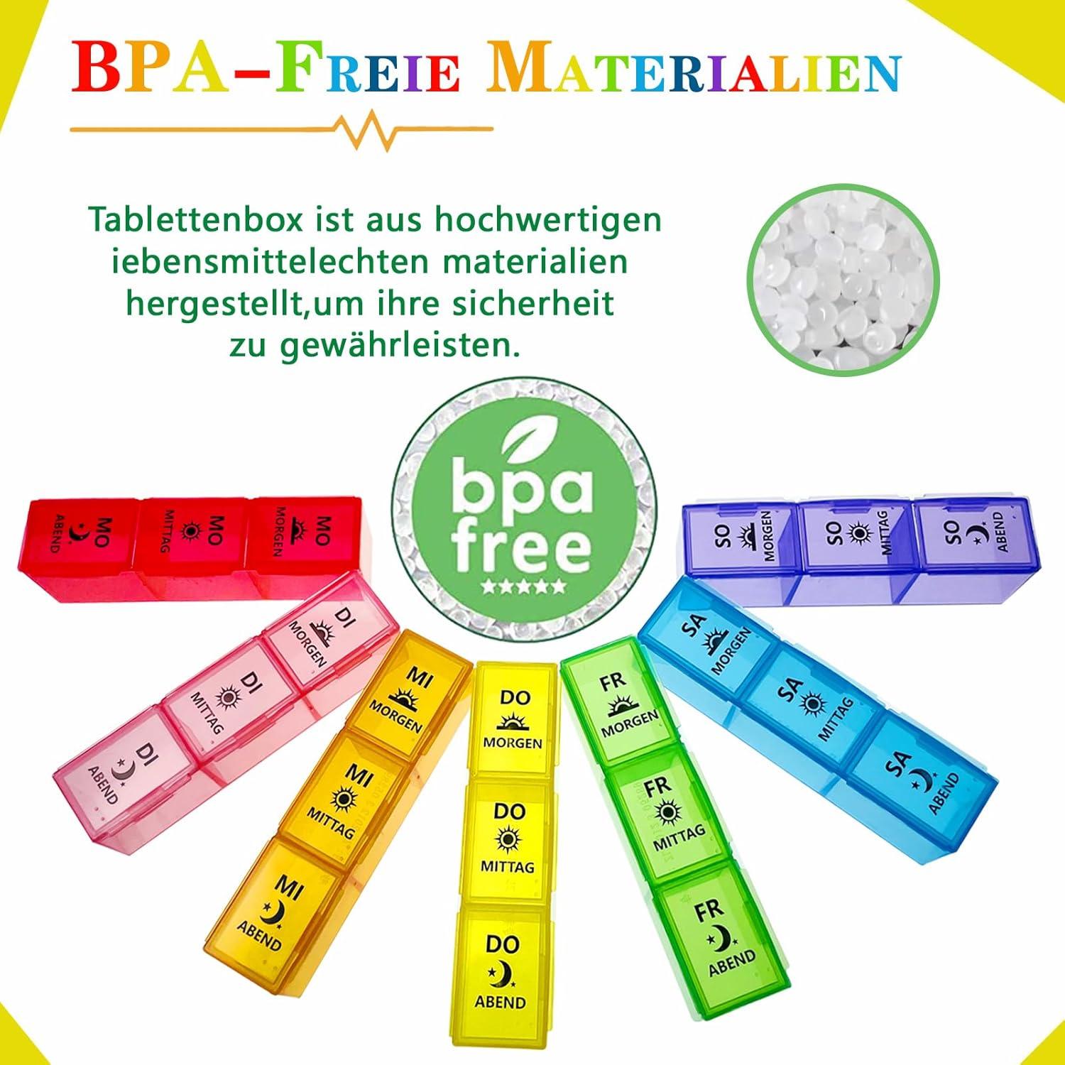 Tablettenbox 7 Tage Pillendose Organizer 3 Große Fächer
