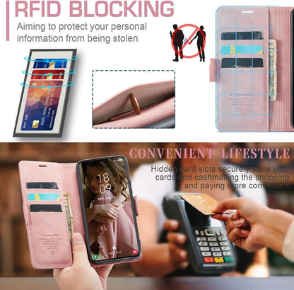 Samsung Galaxy A54 5G Handyhülle Leder RFID Flip Case Rosa