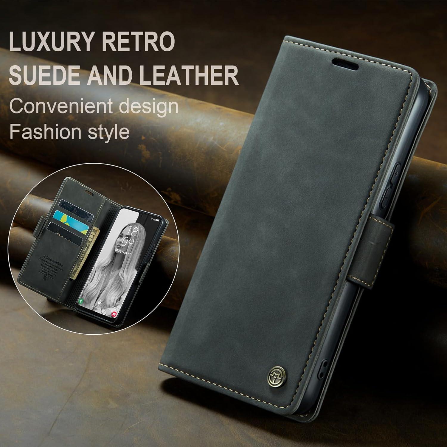 Handyhülle Samsung Galaxy A34 5G Premium Leder RFID Standfunktion Grau