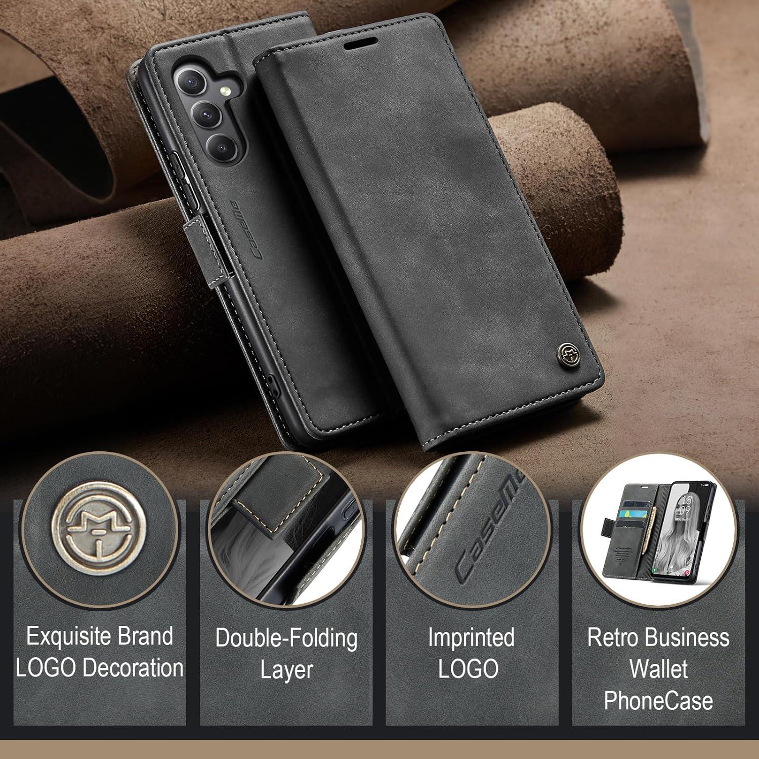 Samsung Galaxy A34 5G Handyhülle Leder RFID Schutz Standfunktion - Grau