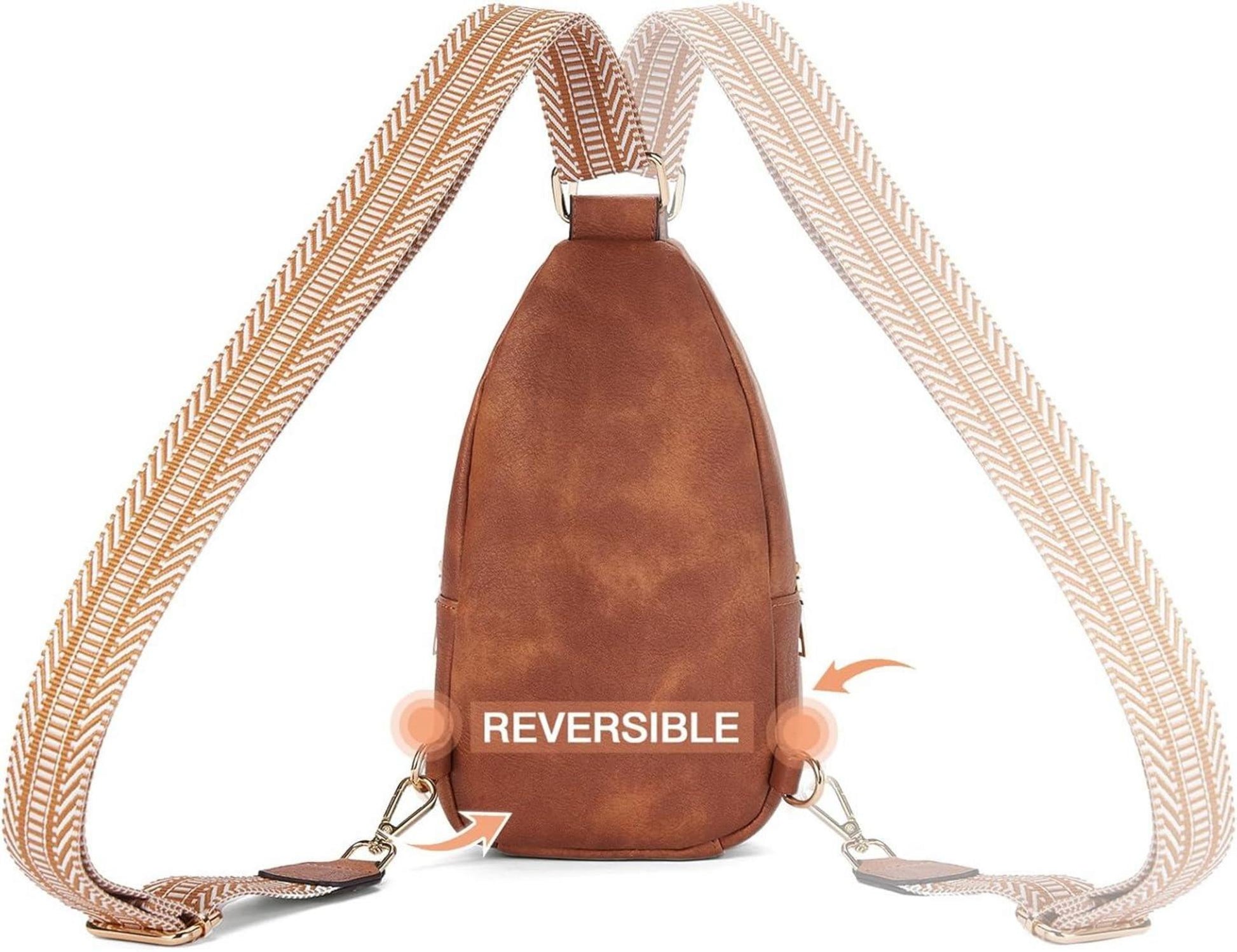 Telena Damen Bauchtasche Sling Rucksack Crossbody Bag Braun