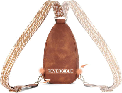 Telena Damen Bauchtasche Sling Rucksack Crossbody Bag Braun