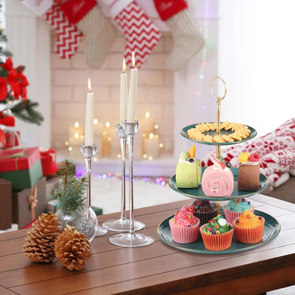 Dunkelgrüner 3-stufiger Kuchenständer Cupcake Dessert Obst Display