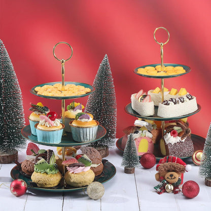 Dunkelgrüner 3-stufiger Kuchenständer Cupcake Dessert Obst Display