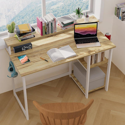 Holz Schreibtisch 120x55 cm mit Regal Monitorständer Computertisch Eiche