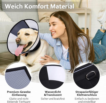 ROMANTIC BEAR Halskrause Hund Leckschutz Verstellbar Wasserdicht M