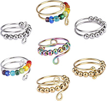 Antistress Ring Set mit Perlen - 7 Stück verstellbare Spinning Ringe