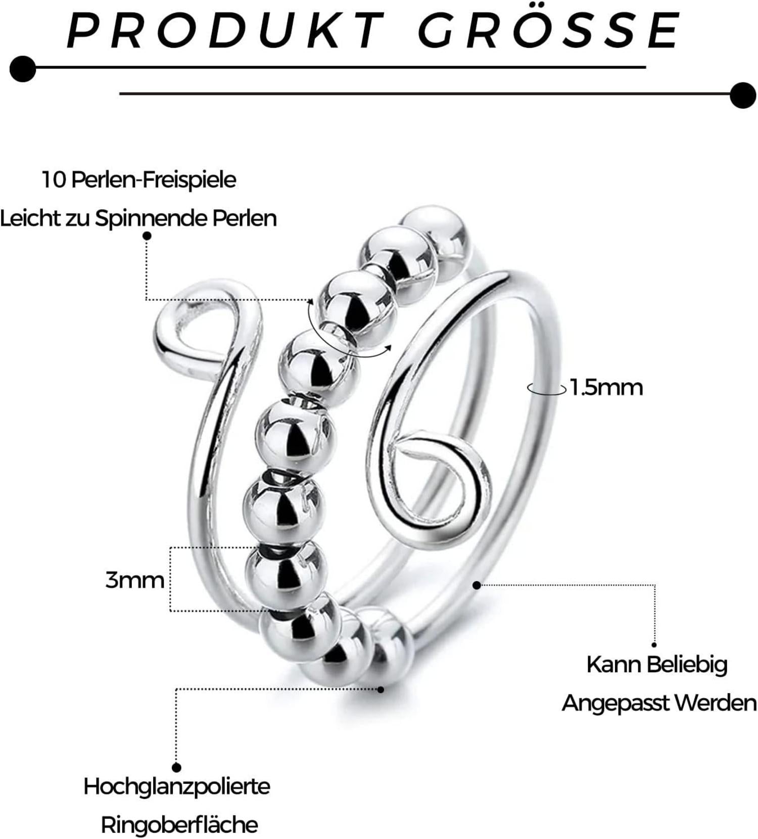 VIKY Antistress Ring Set Damen - 7 Stück Spinner mit Perlen