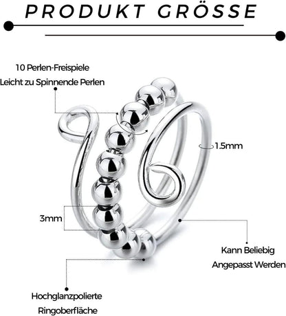 VIKY Antistress Ring Set Damen - 7 Stück Spinner mit Perlen