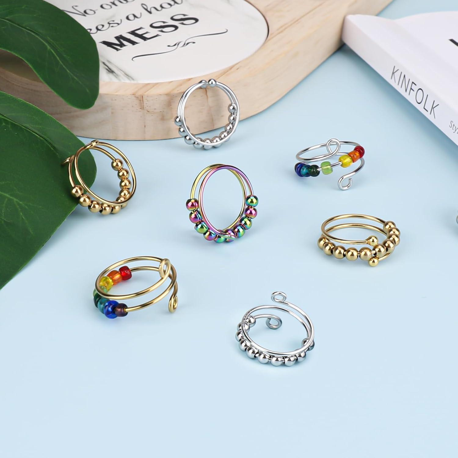 VIKY Antistress Ring Set Damen Bunt Stressringe Angst Spinning