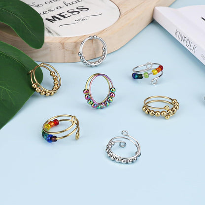 VIKY Antistress Ring Set Damen Bunt Stressringe Angst Spinning
