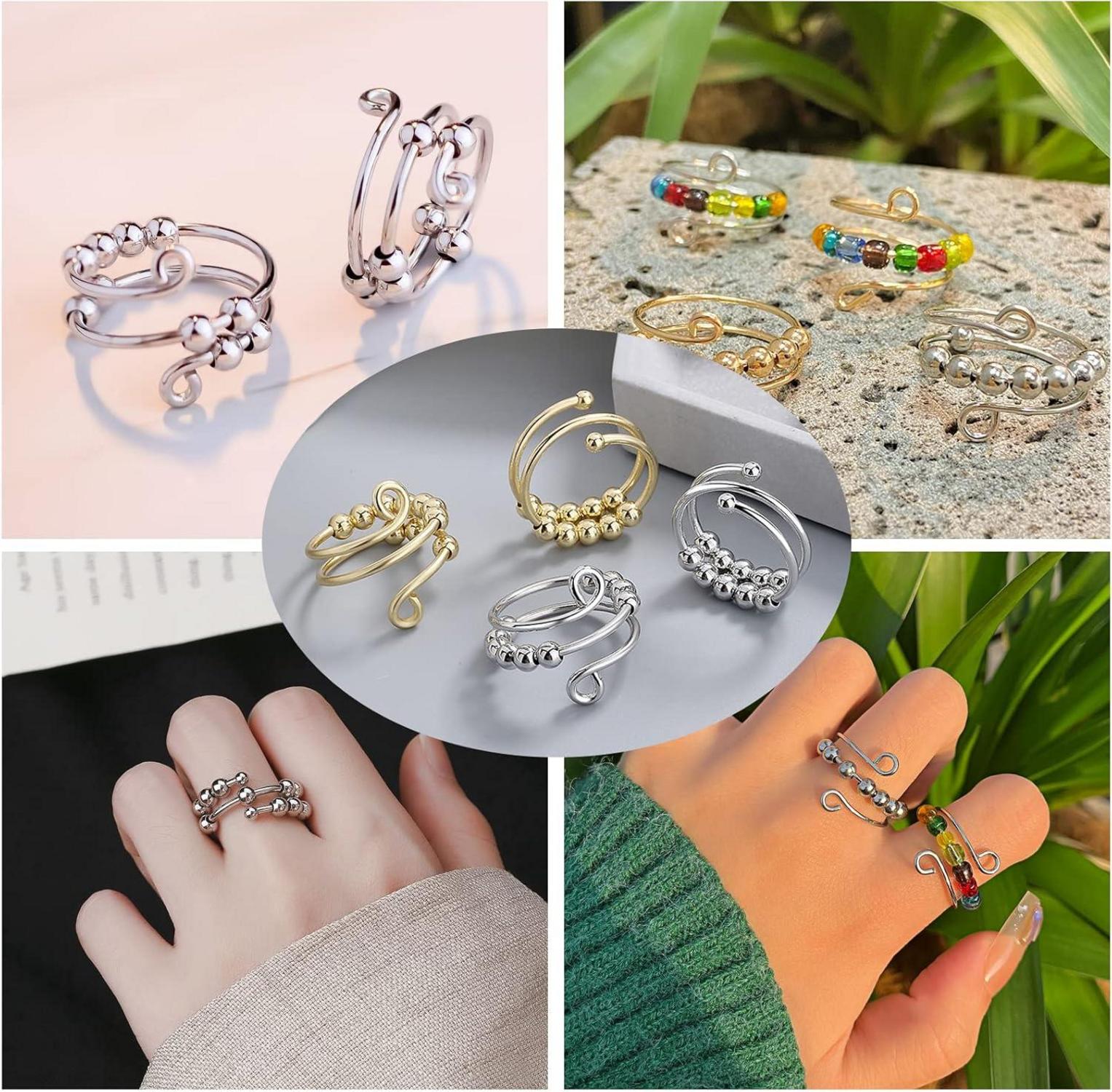 VIKY Antistress Ring Set Damen Bunt Stressringe Angst Spinning