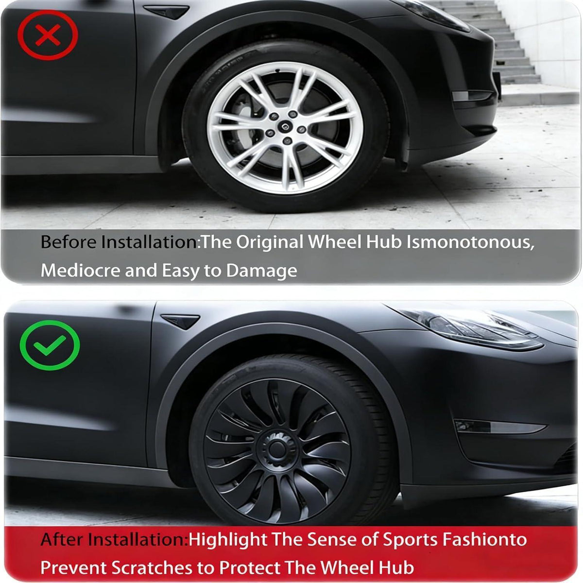 Radabdeckung Tesla Model Y 19 Zoll Matt Schwarz (4-TLG)