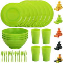 Evanda Kunststoff Geschirrset 28-teilig Camping Teller