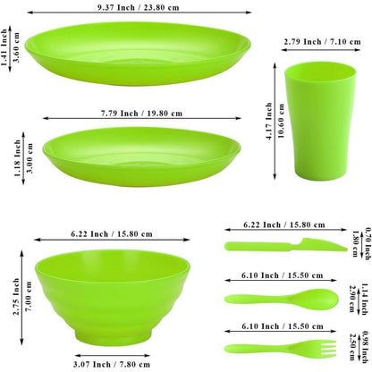 Evanda Kunststoff Geschirrset 28-teilig Camping Teller