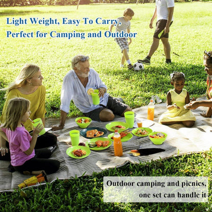 Evanda Kunststoff Geschirrset 28-teilig Camping Teller