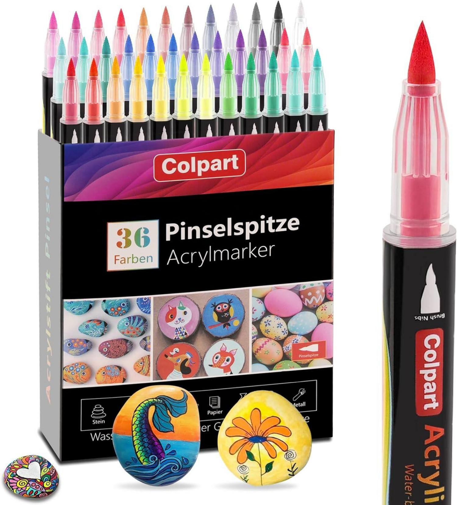 Acrylstifte für Steine Wasserfest 36Farben Acrylic Marker Set Glas