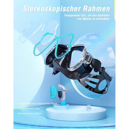 QcoQce Trocken Schnorchelset - Panorama-Weitblick Tauchmaske