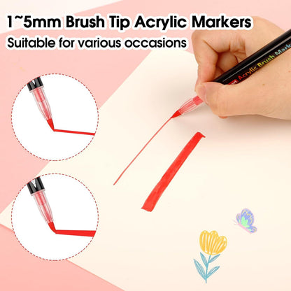 Acrylfarbe Stifte-12 Farben Pinselspitze Kalligraphie Stein Malerei DIY