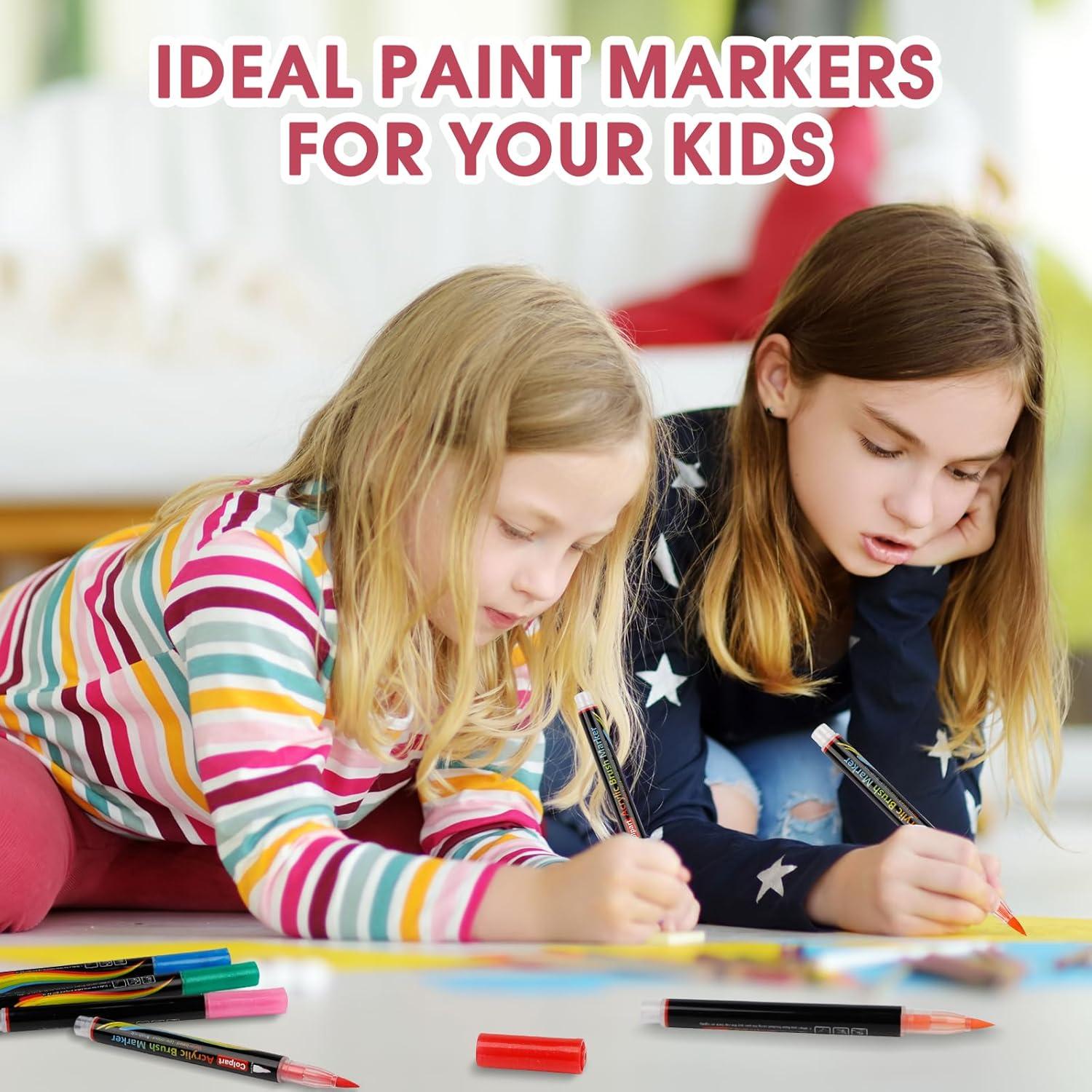 Acrylfarbe Stifte-12 Farben Pinselspitze Kalligraphie Stein Malerei DIY