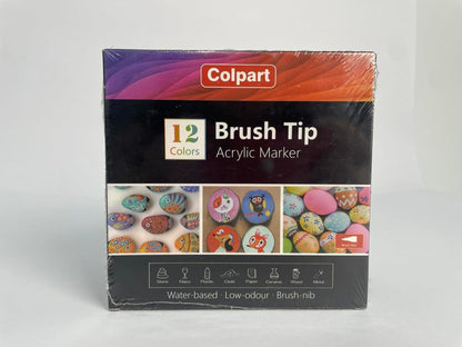 12er Acrylstifte Set für Kunst & Handwerk, Pinselspitze, 12 Farben