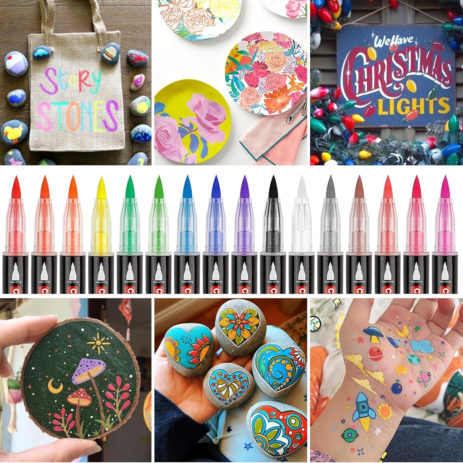 Acrylfarbe Marker Set 24 Farben für Lettering Kalligraphie DIY Kunst