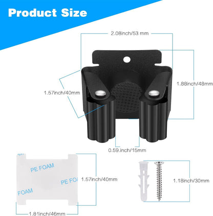 Hejo 6 Stück Wischmopp Besenhalter Wand Gartengerätehalter Schwarz