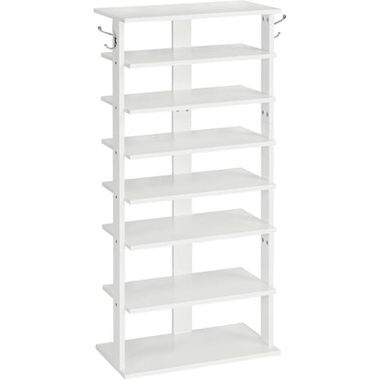 Schuhregal 8-lagig schmal 50 cm weiß 2 Haken Ablagegestell