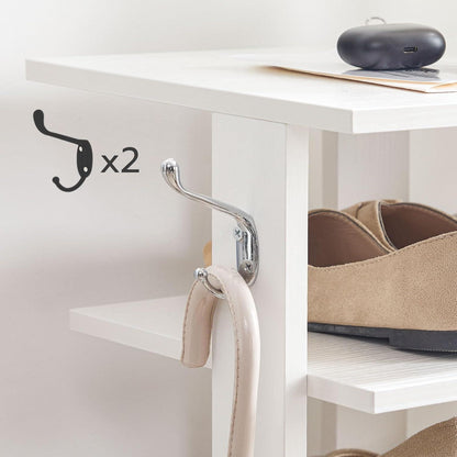 Schuhregal 8-lagig schmal 50 cm weiß 2 Haken Ablagegestell