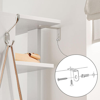 Schuhregal 8-lagig schmal 50 cm weiß 2 Haken Ablagegestell