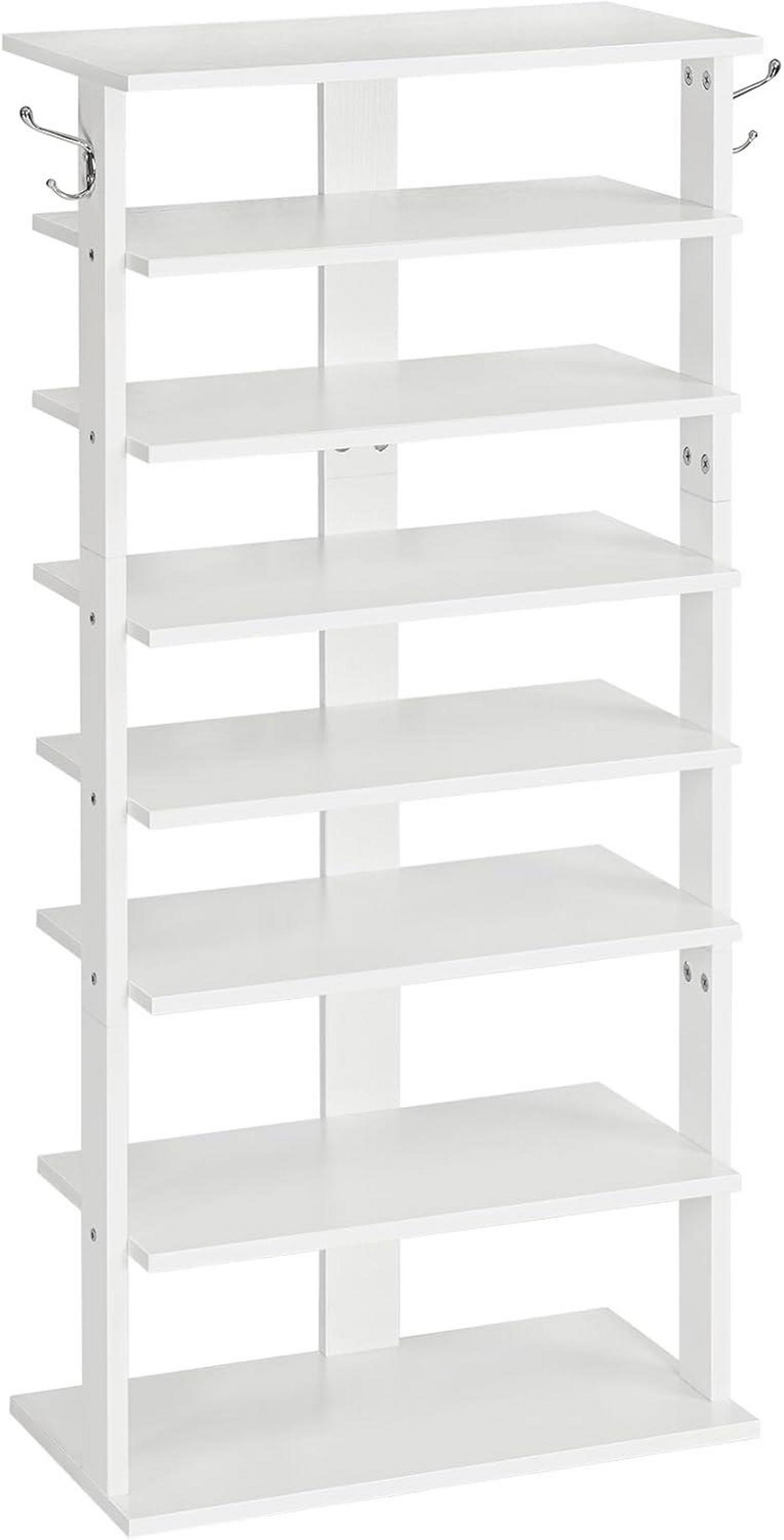 8-lagiges Schuhregal mit Haken, schmales Schuhschrank, platzsparend
