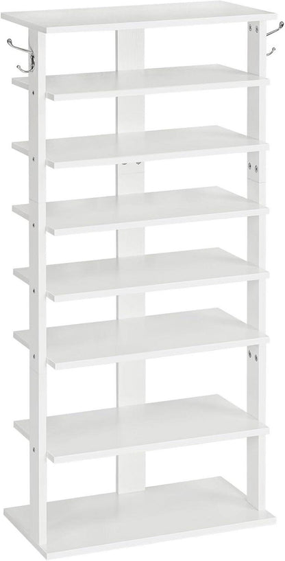 8-lagiges Schuhregal mit Haken, schmales Schuhschrank, platzsparend