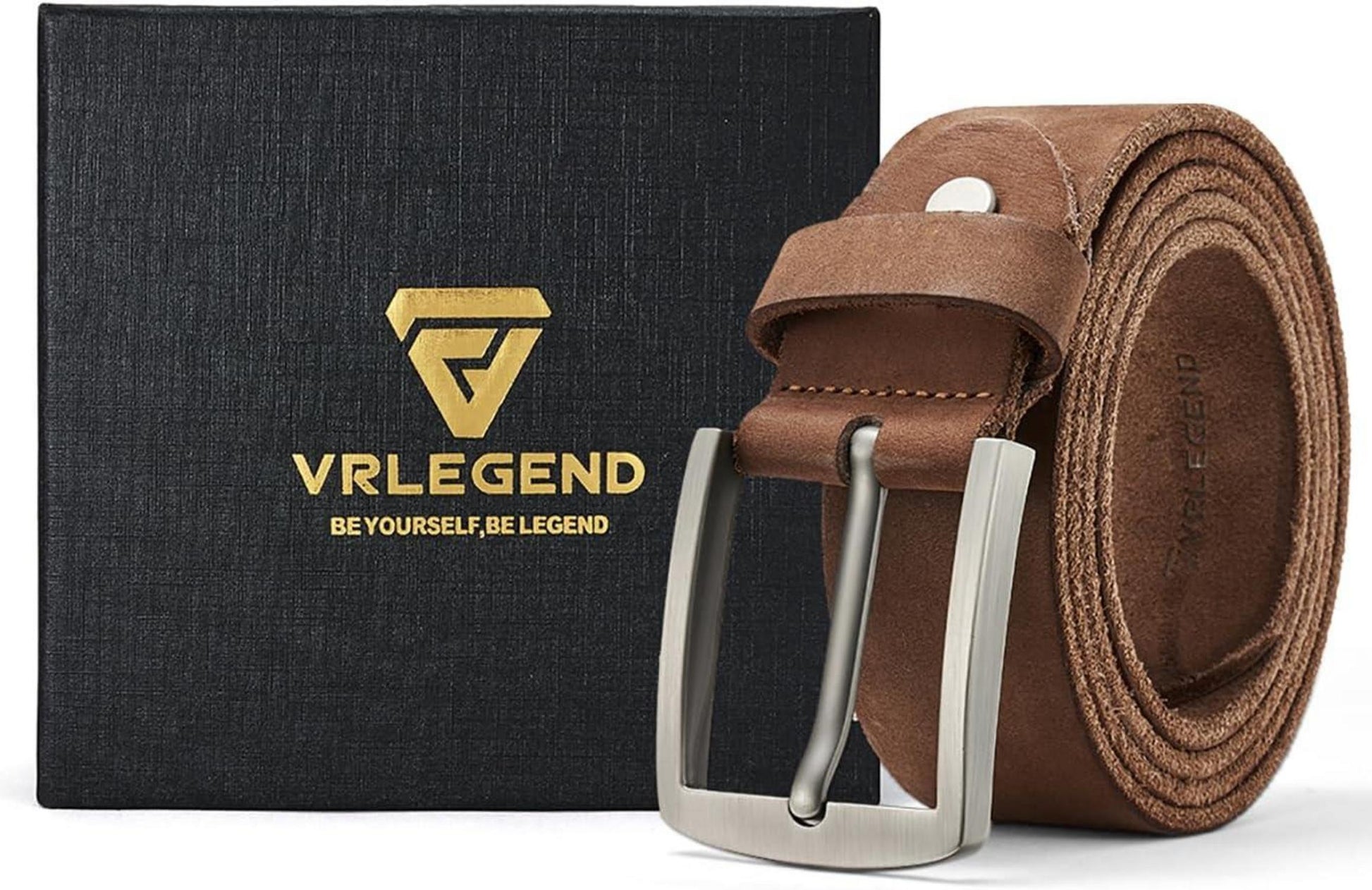 Herren Ledergürtel 3.8cm Breit Echtleder Geschenkbox Braun 105cm