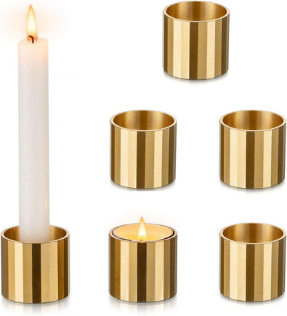 Goldene Kerzenständer Set für festliche Tischdekoration - 6-teilig