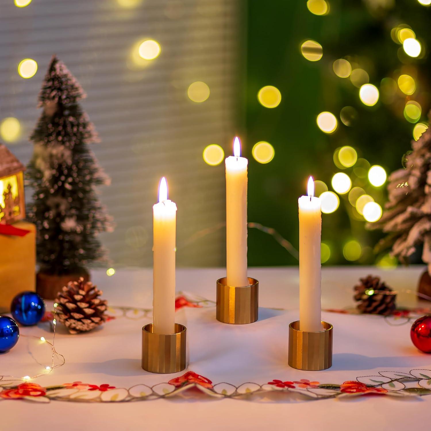 Romadedi Goldene Kerzenständer 6er Set - Kleine Metall Stabkerzenhalter für Tischdeko_party 4cm