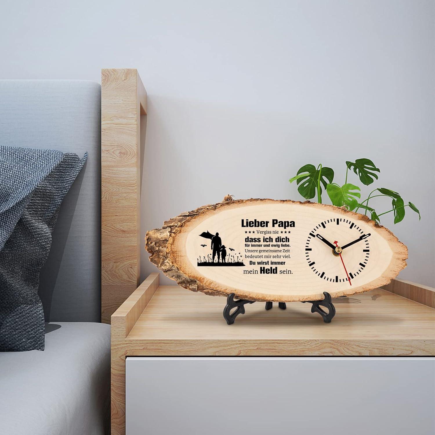 Holzuhr Geschenke für Papa Weihnachten Geburtstag Vatertag