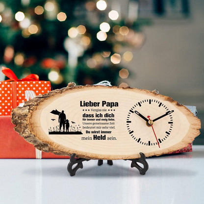 Holzuhr Geschenk für Papa Weihnachten Geburtstag Vatertag Kinder