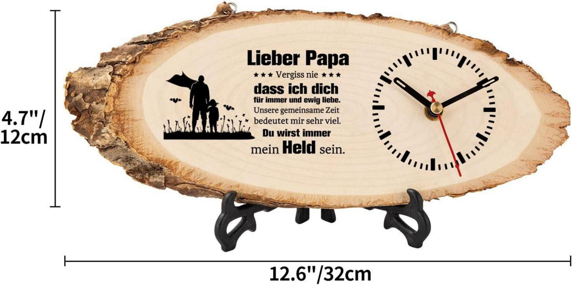 Holzuhr Geschenk für Papa Weihnachten Geburtstag Vatertag Kinder