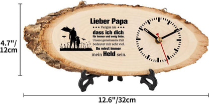 Holzuhr Geschenk für Papa Weihnachten Geburtstag Vatertag Kinder